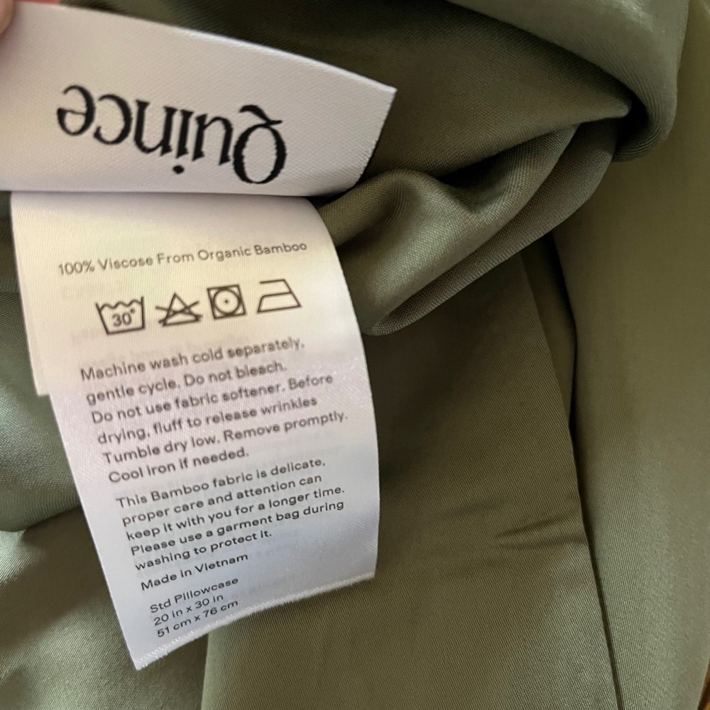 Quince Pillowcase Set Organic Bamboo 2 Standard Pillowcases Green - Picture 2 of 2